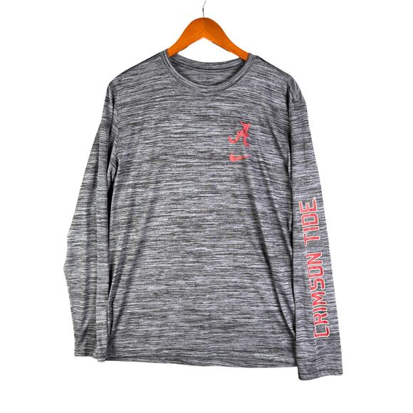 Nike Alabama Crimson Tide Long Sleeve Shirt Heather Gray Red Mens‎ Large NCAA - Picture 1 of 8